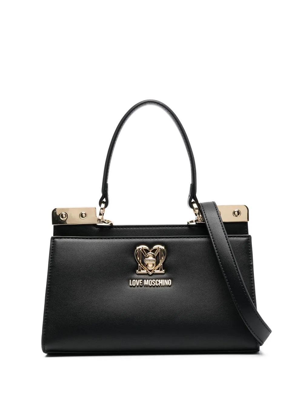 

Love Moschino tote pequeña con placa del logo - Negro