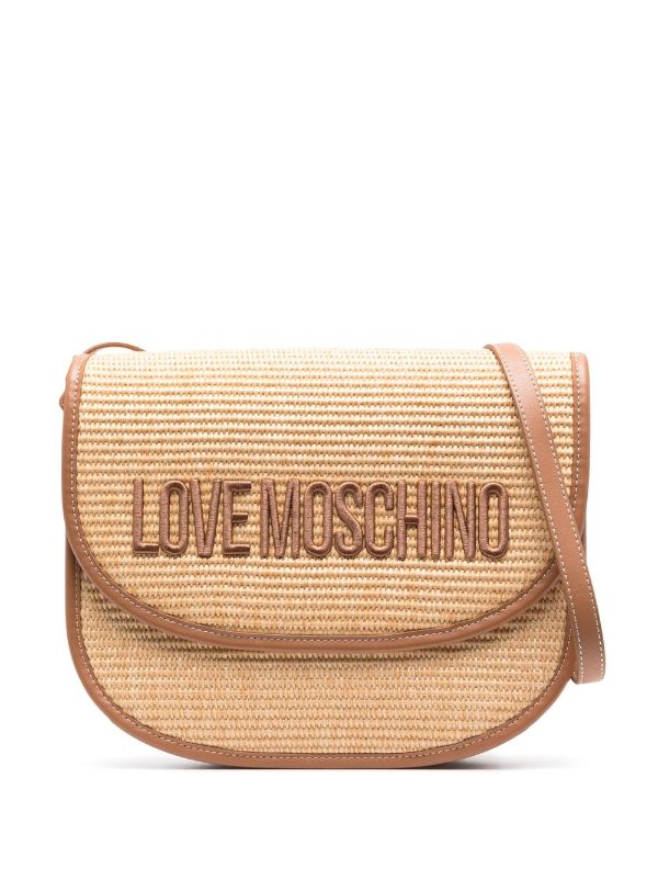 Embroidered Raffia Crossbody Bag