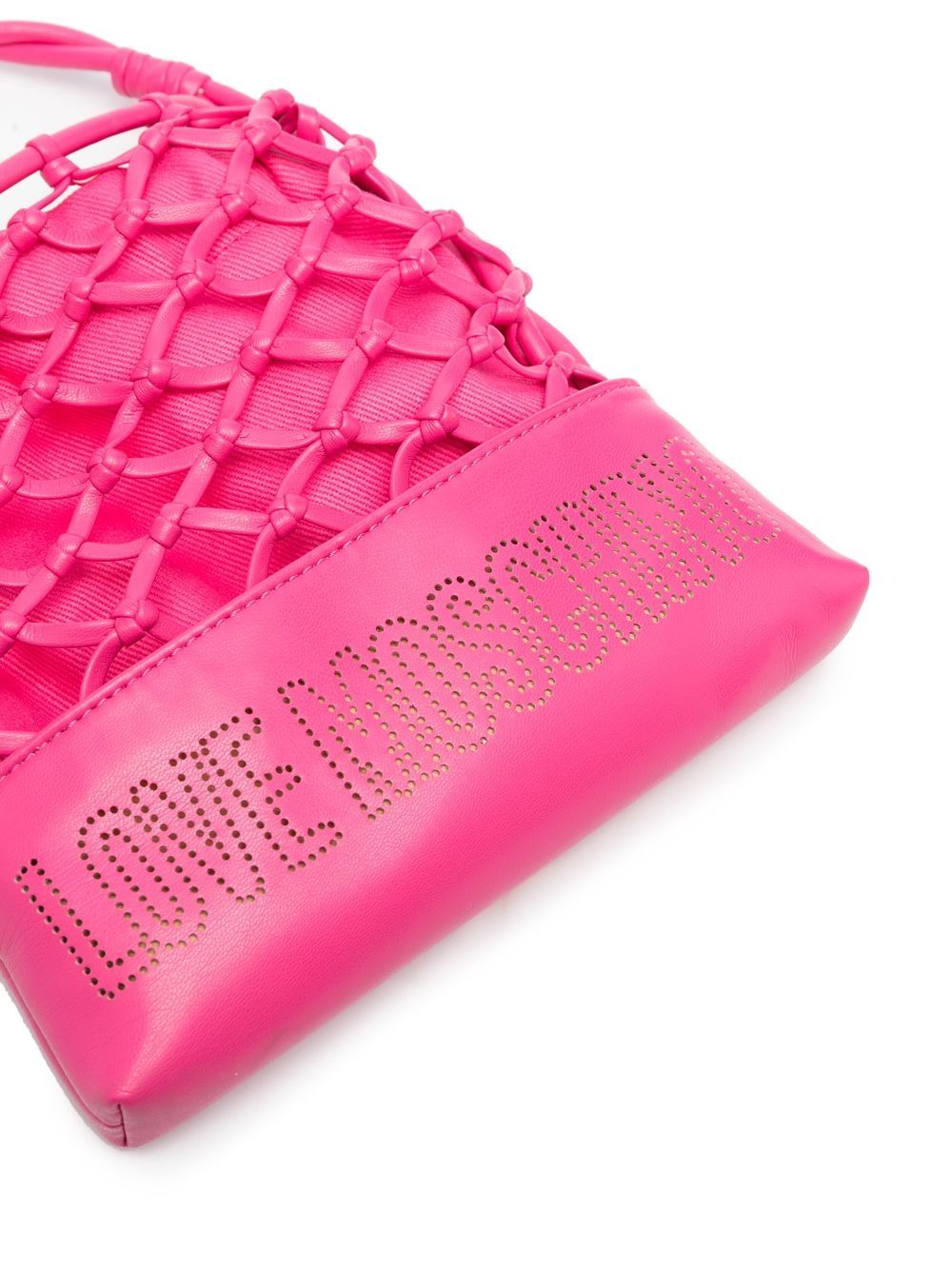 Shop Love Moschino Perforated-logo Shoulder Bag In Pink