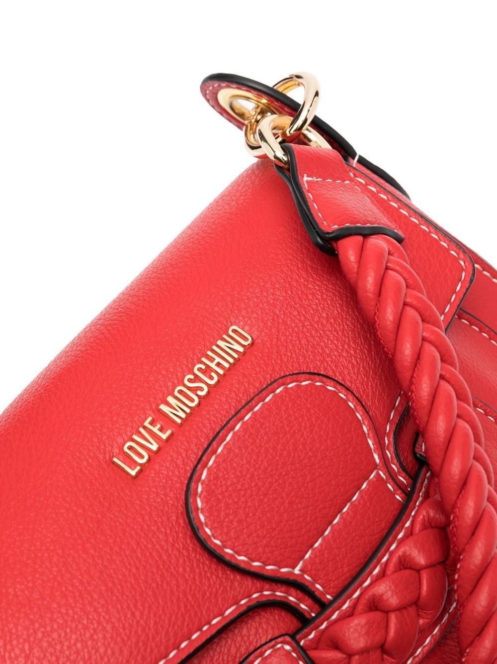 Shop Love Moschino Braided-detail Shoulder Bag In Red