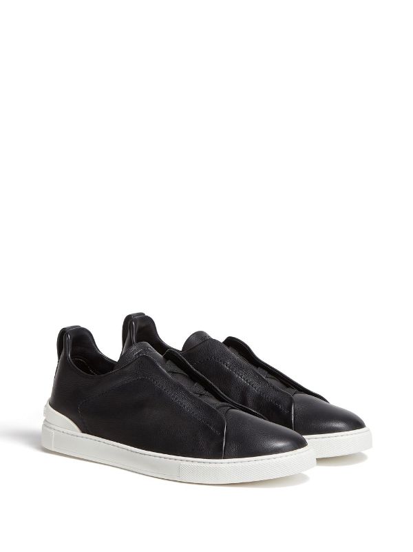 ZEGNA Men's Triple Stitch SECONDSKIN Leather Slip-On Sneakers