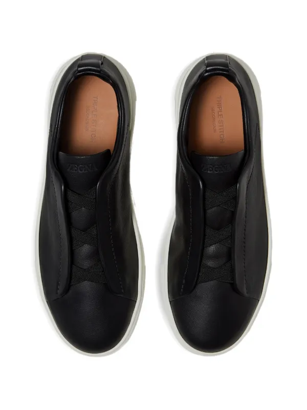 Zegna レザースプリングコート　ML 黒 Zegna Tênis Triple Stitch Secondskin | Preto | FARFETCH BR