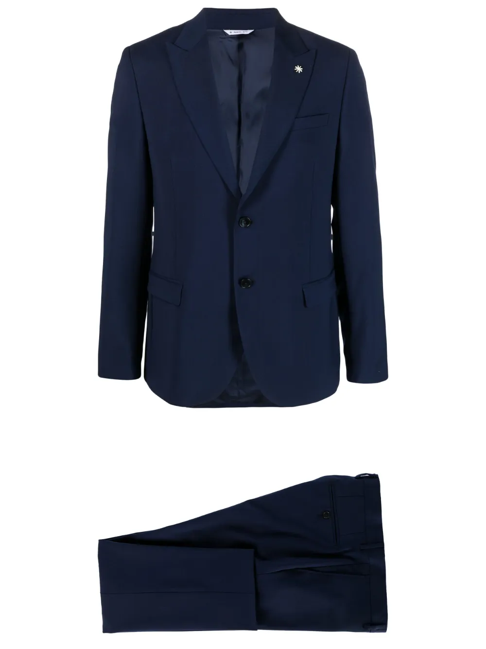 Manuel Ritz Single-breasted Buttoned Suit In Blue