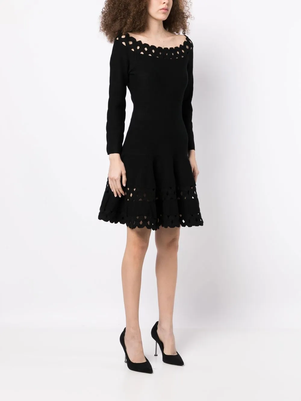 Shop Emporio Armani Perforated-detail Mini Dress In Black