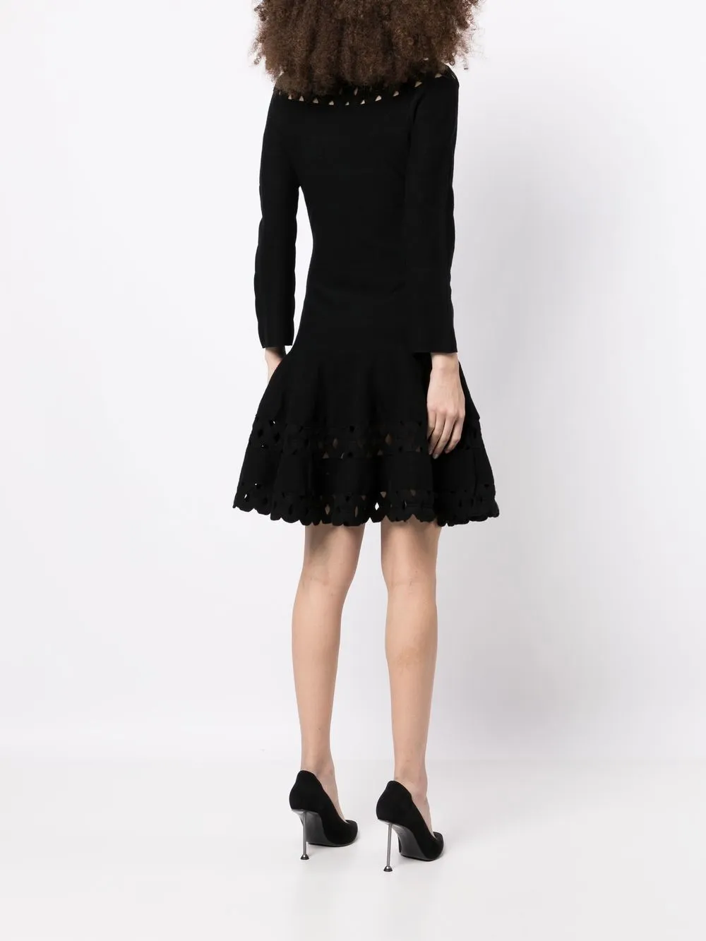 Shop Emporio Armani Perforated-detail Mini Dress In Black