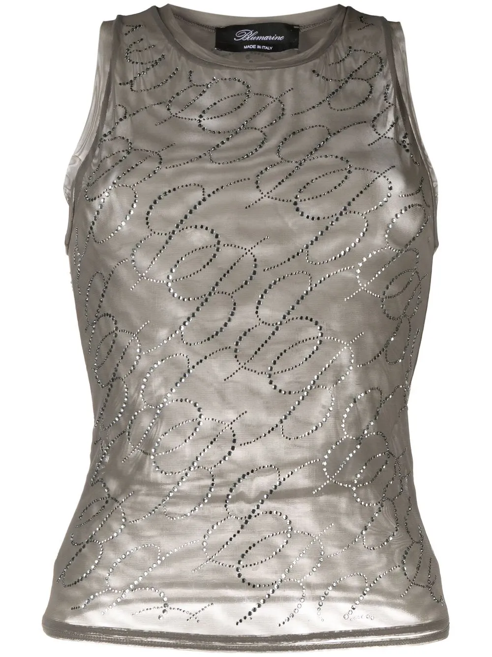 

Blumarine rhinestone-embellished mesh top - Grey