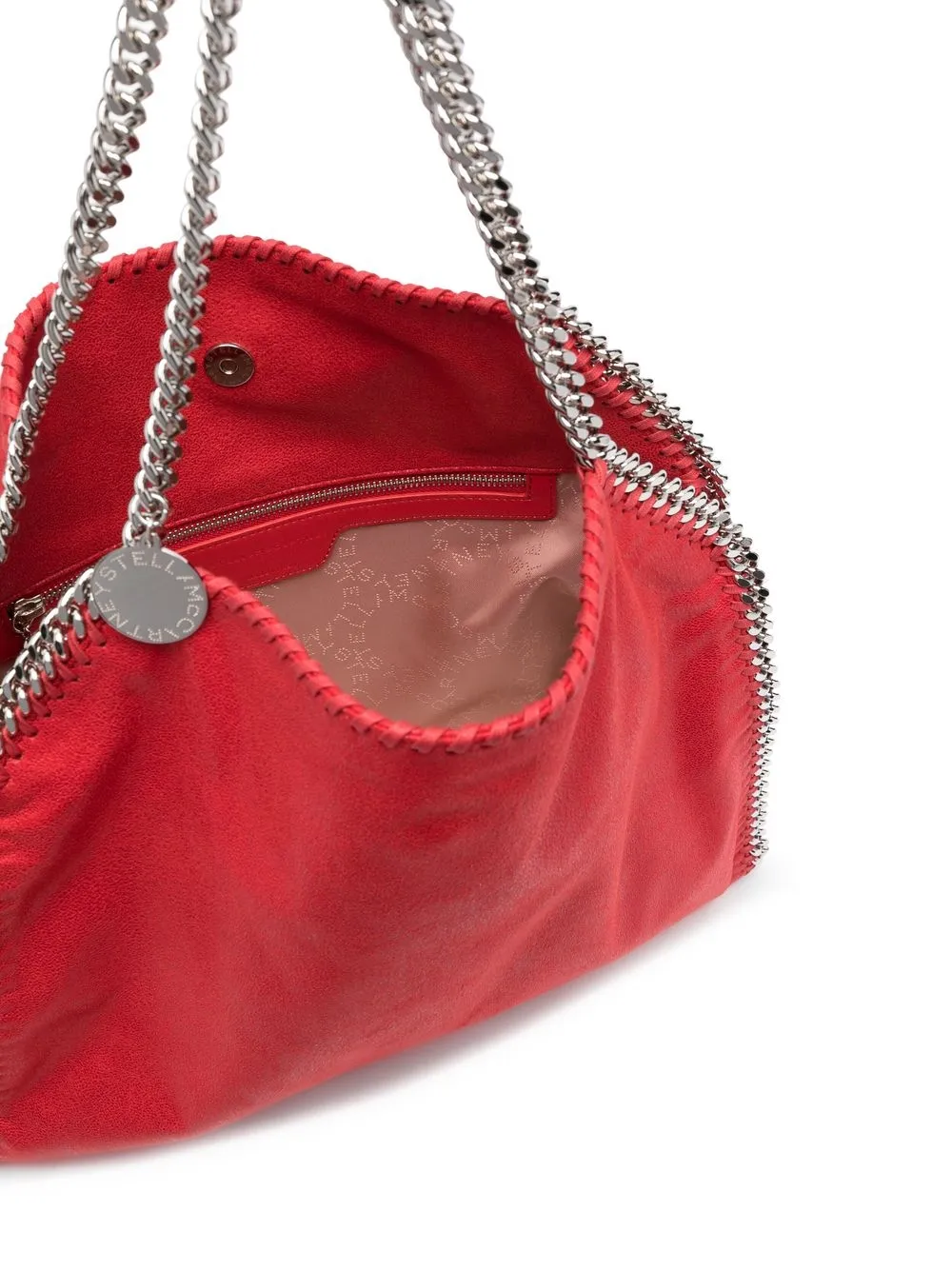 Stella Mccartney Logo-charm Leather Tote In Red