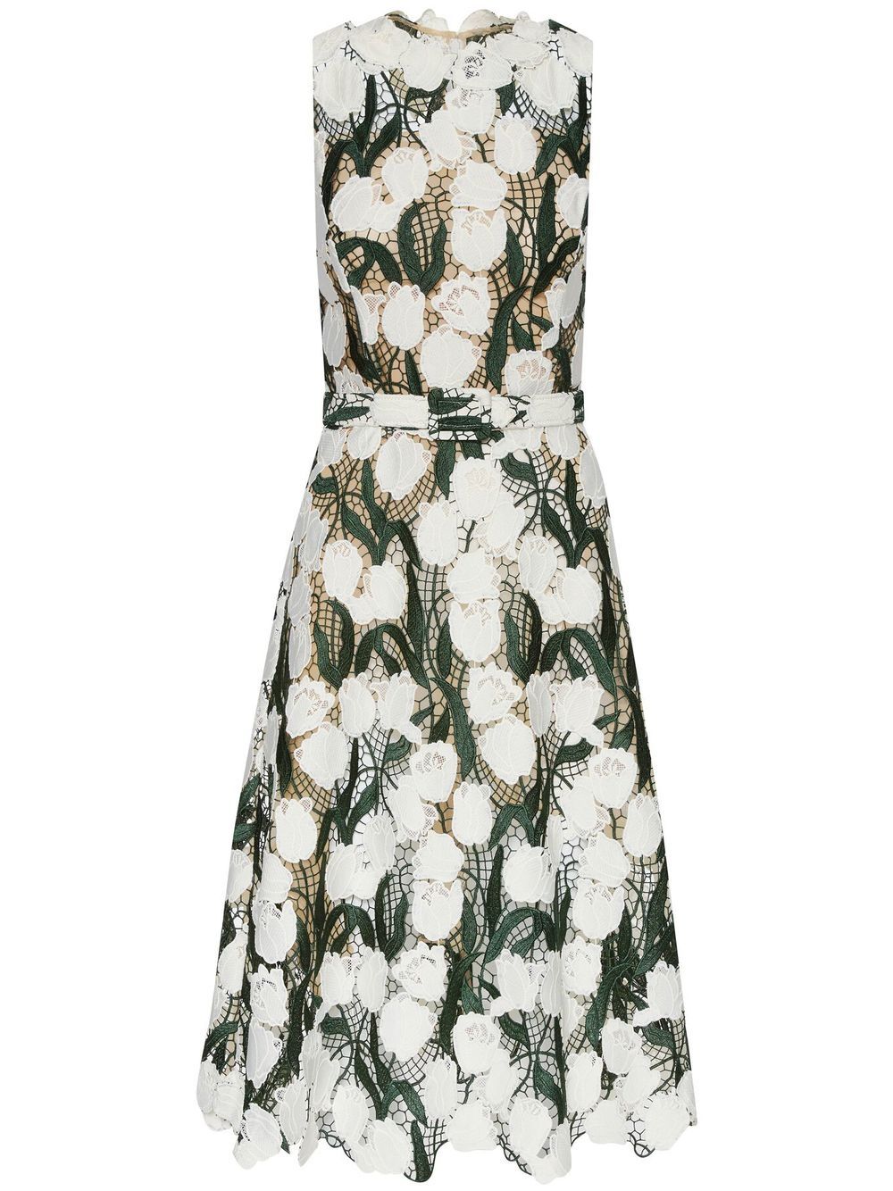 

Oscar de la Renta floral-lace detail midi dress - White