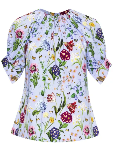 Oscar de la Renta floral-print short-sleeved blouse