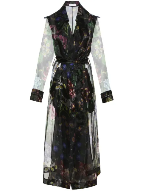 Oscar de la Renta floral-print trench coat