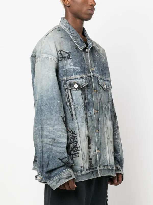 お取り寄せ】 ジャケット・アウター balenciaga graffiti denim jacket ...