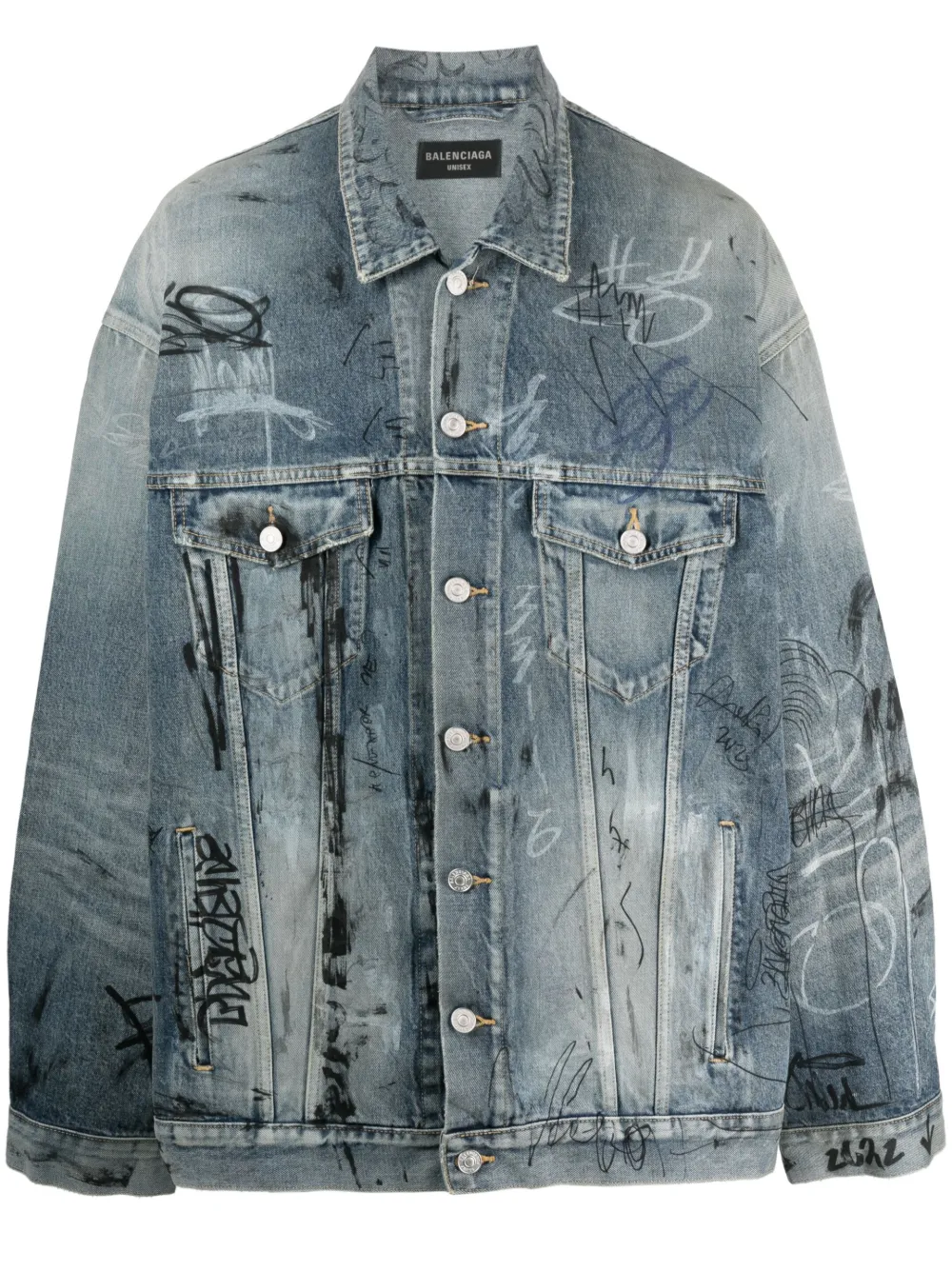 Balenciaga logo-print Washed Denim Jacket - Farfetch