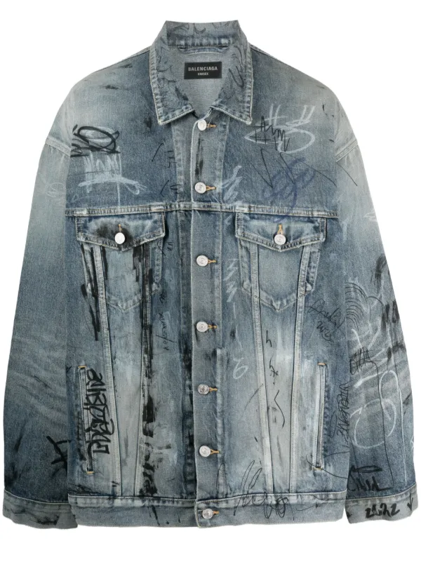 Balenciaga logo-print Denim Jacket - Farfetch