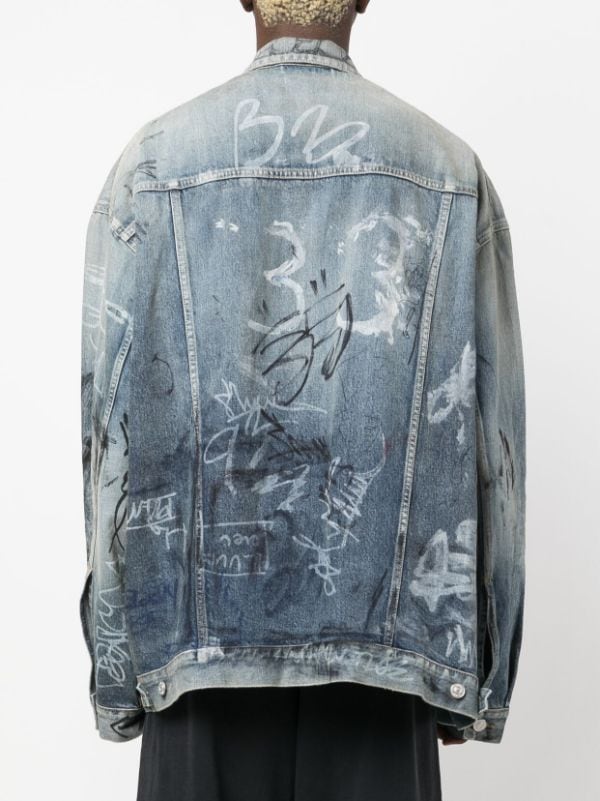 Balenciaga graffiti-print Oversized Denim Jacket - Farfetch