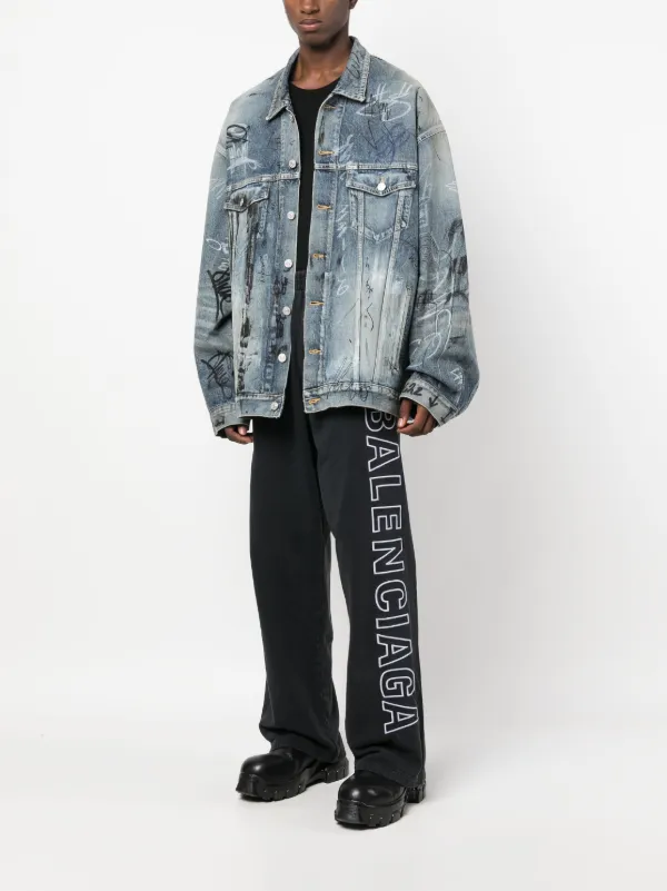 Balenciaga graffiti-print Oversized Denim Jacket - Farfetch