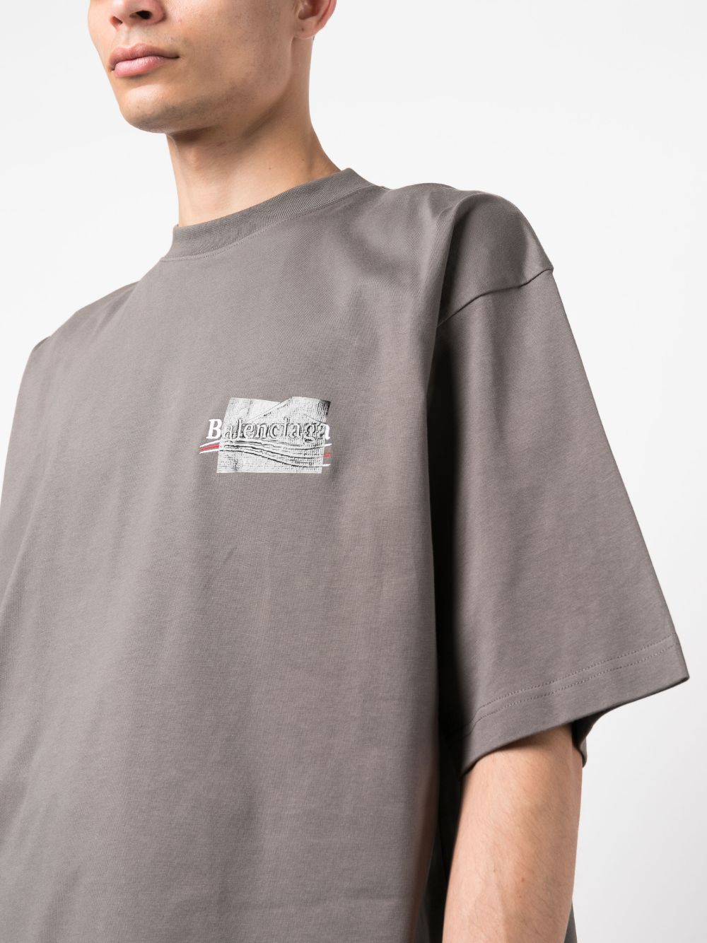 Shop Balenciaga Gaffer Logo-embroidered T-shirt In Grey