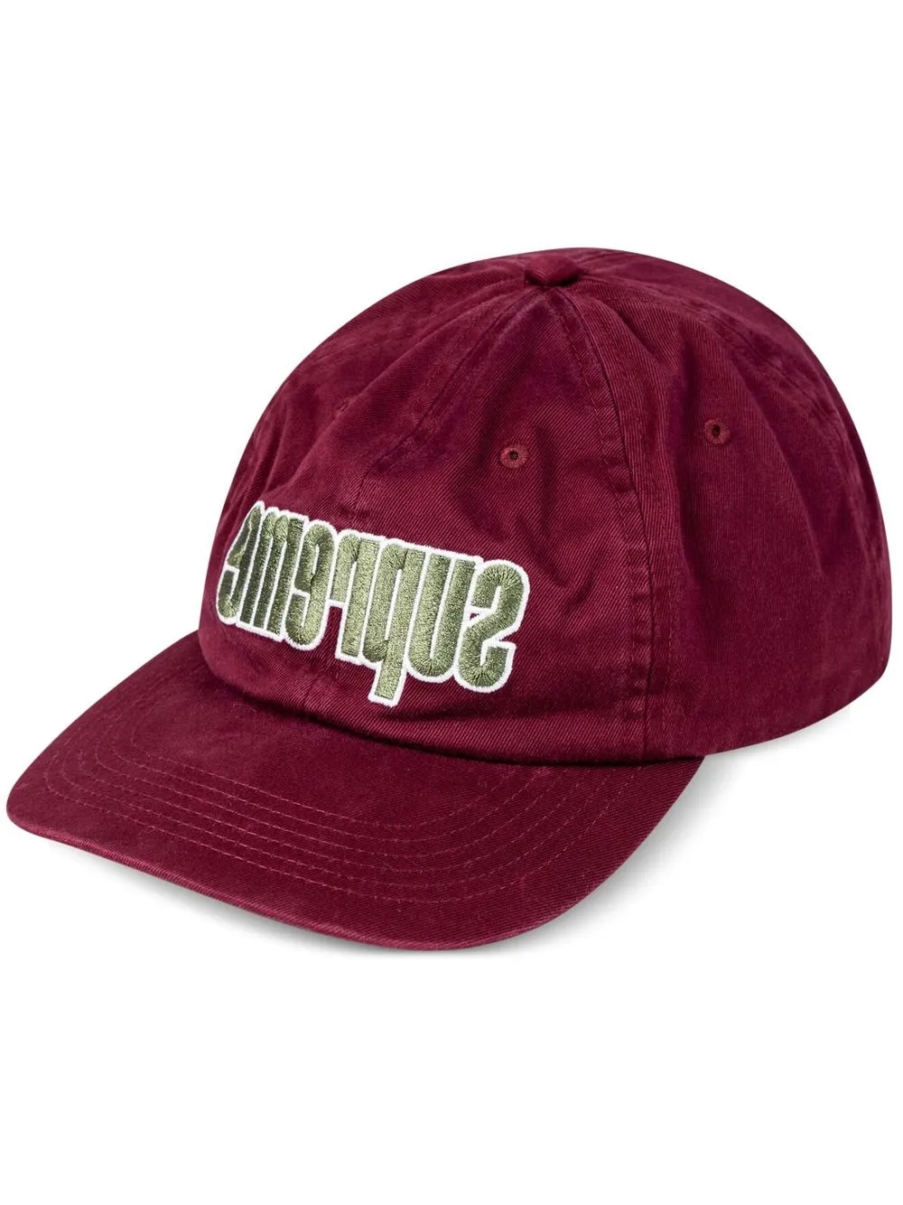 Supreme Reverse-logo 6-panel Cap In Red