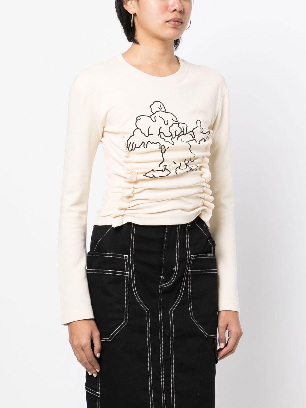 Shop Ground Zero Graphic-print Long-sleeve T-shirt In Nude