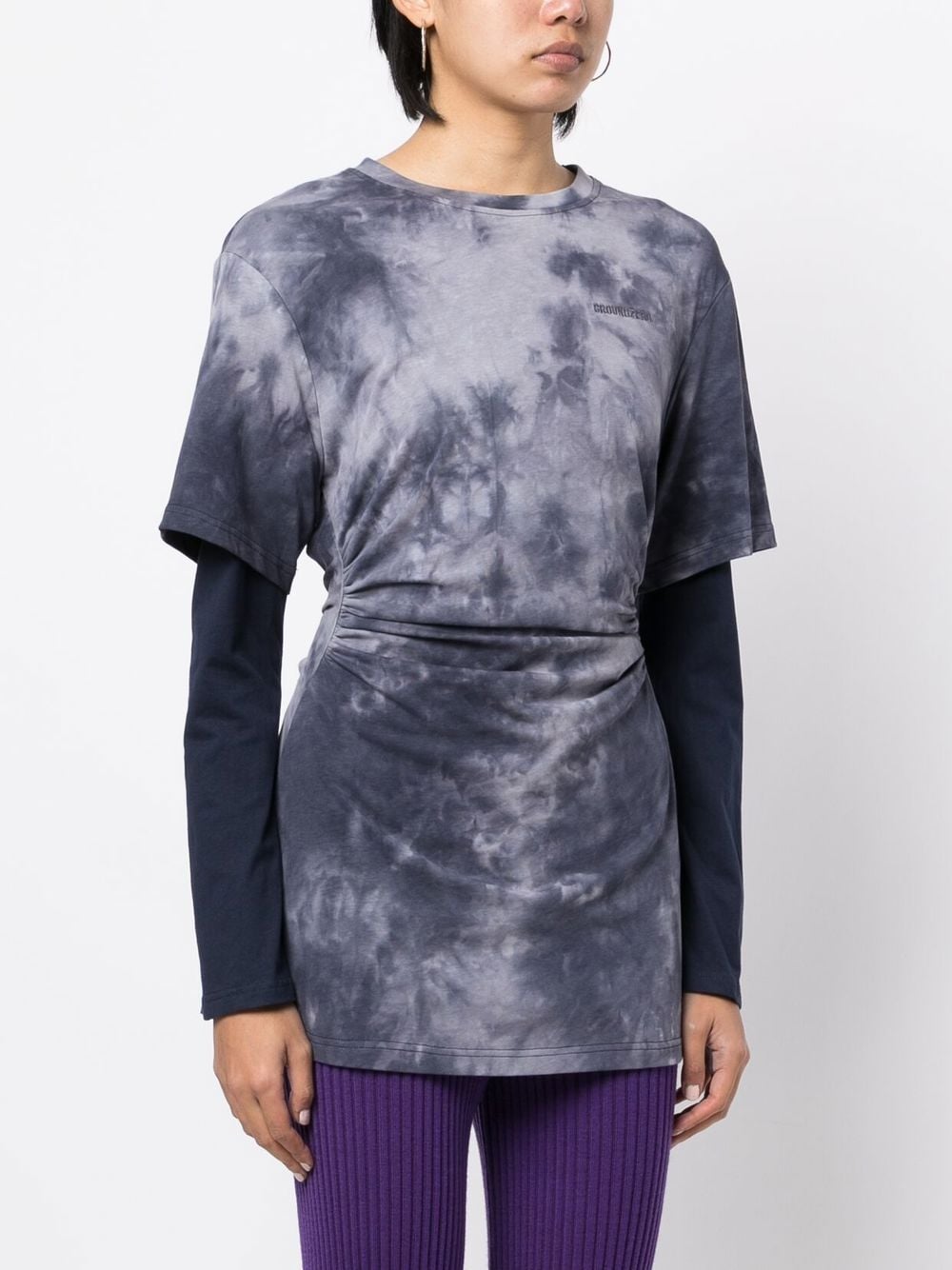 Shop Ground Zero Tie-dye Long-sleeve T-shirt In Blue