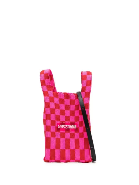 LASTFRAME checkerboard-print satchel bag