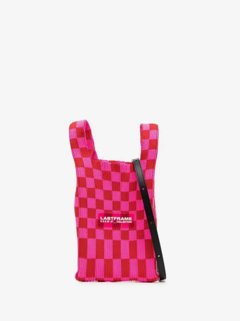 LASTFRAME checkerboard-print satchel bag
