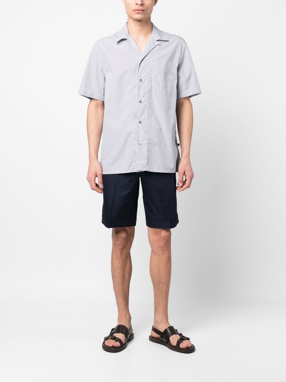Shop Brioni Cuban Short Sleeve Shirt In Grey