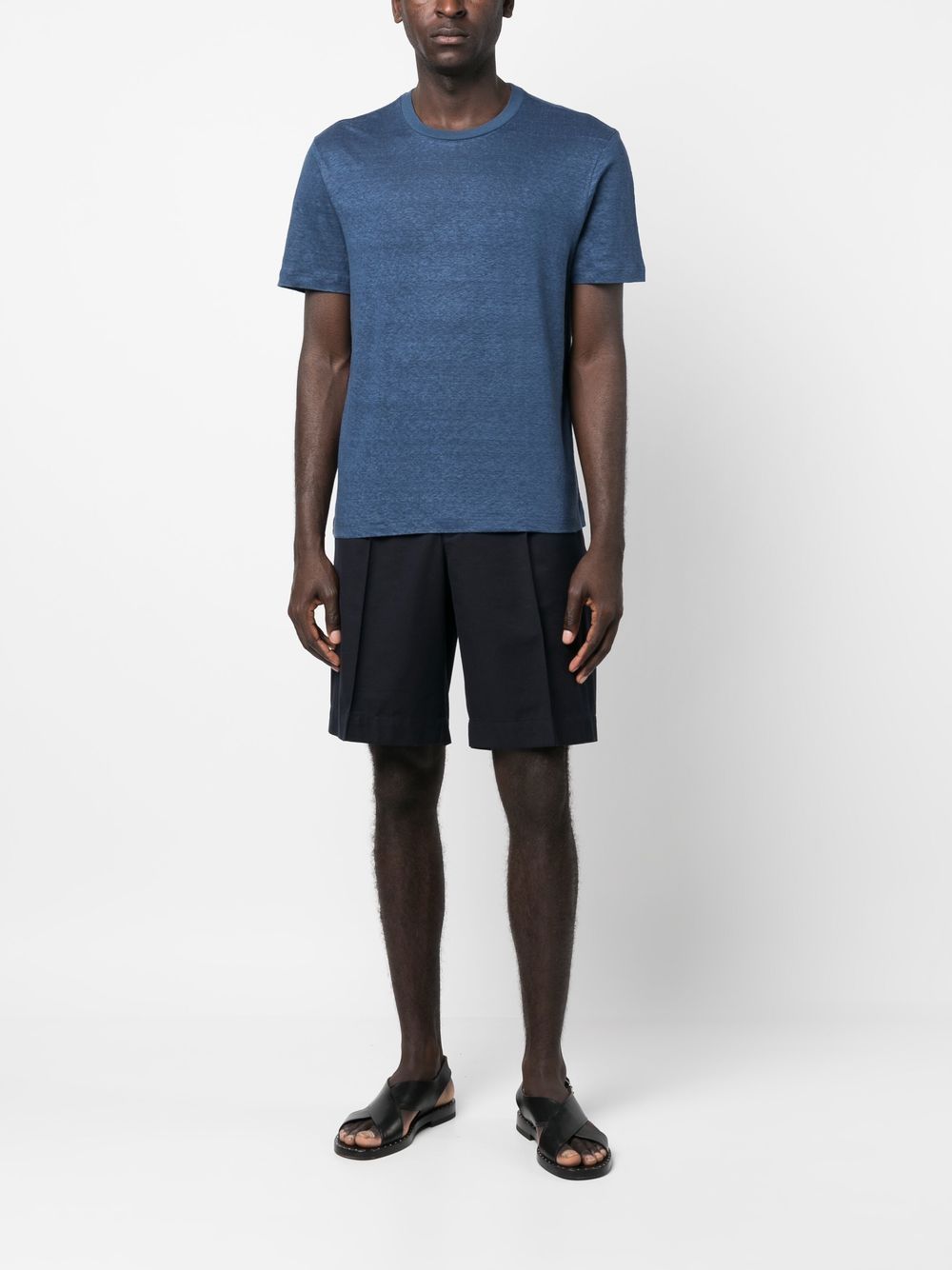 Shop Brioni Short-sleeved Linen T-shirt In Blau