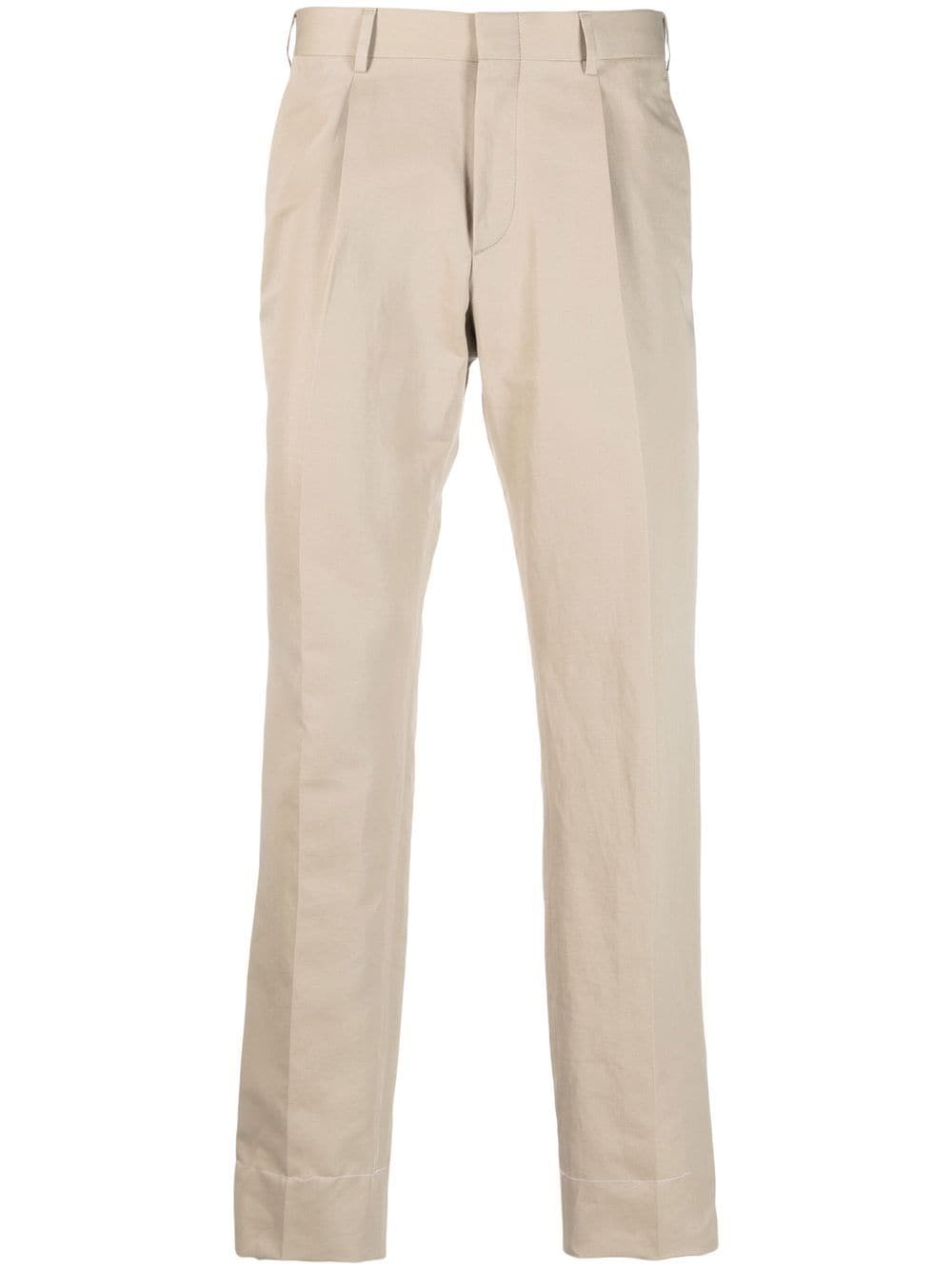 Shop Brioni Straight-leg Pleated Trousers In Nude