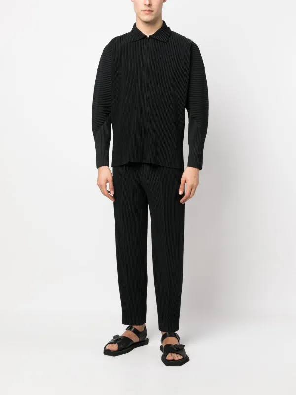 Homme Plissé Issey Miyake Pleated quarter-zip Polo Shirt - Farfetch