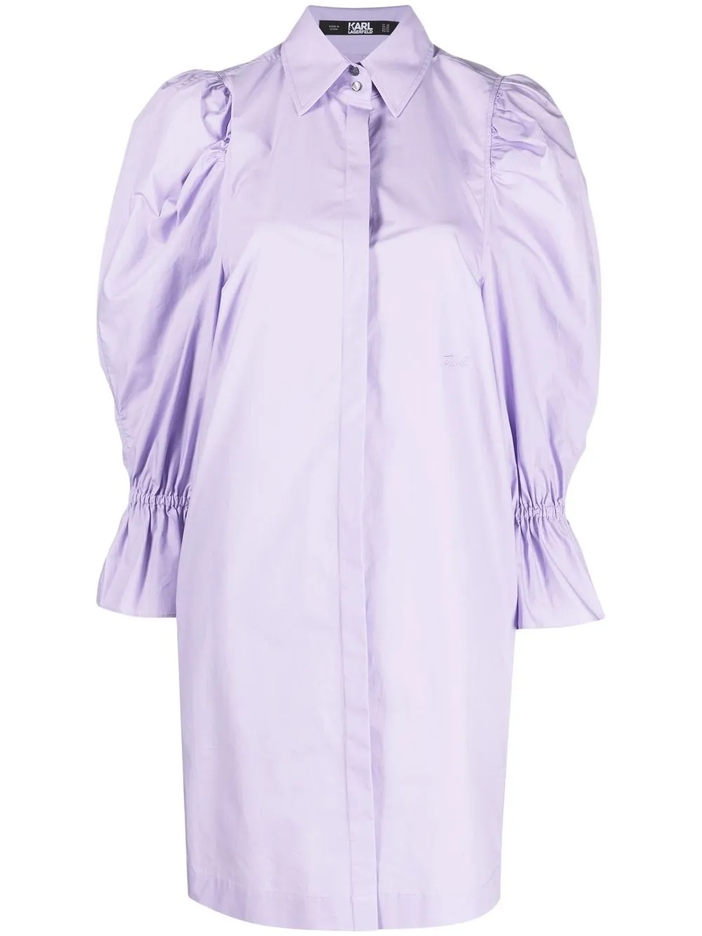 KARL LAGERFELD PUFF-SLEEVE ORGANIC-COTTON SHIRT DRESS