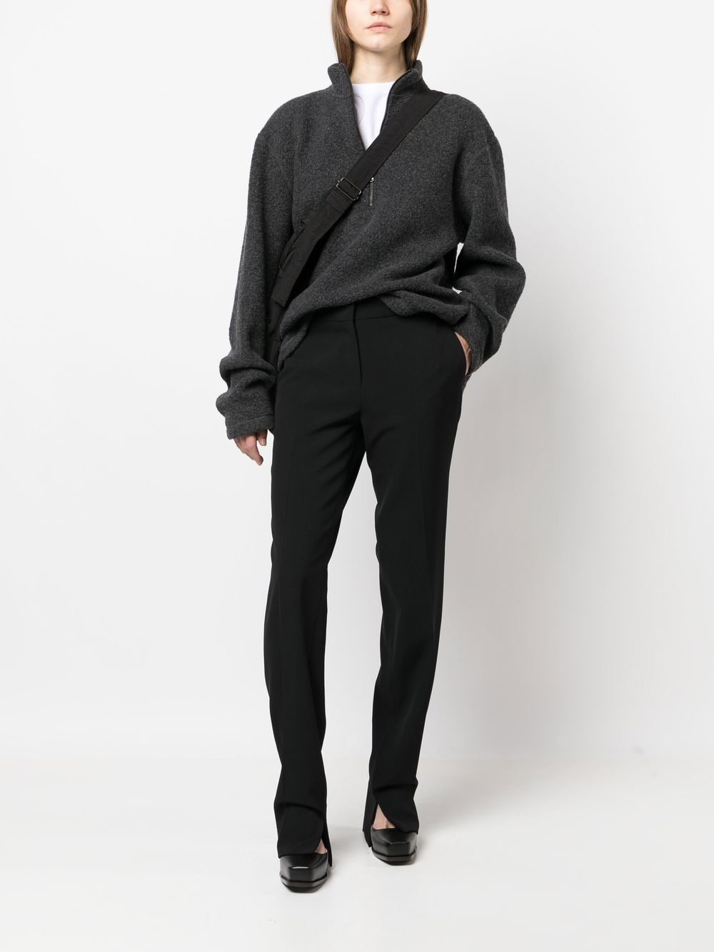 Shop Stella Mccartney Split-cuff Slim-cut Trousers In Black