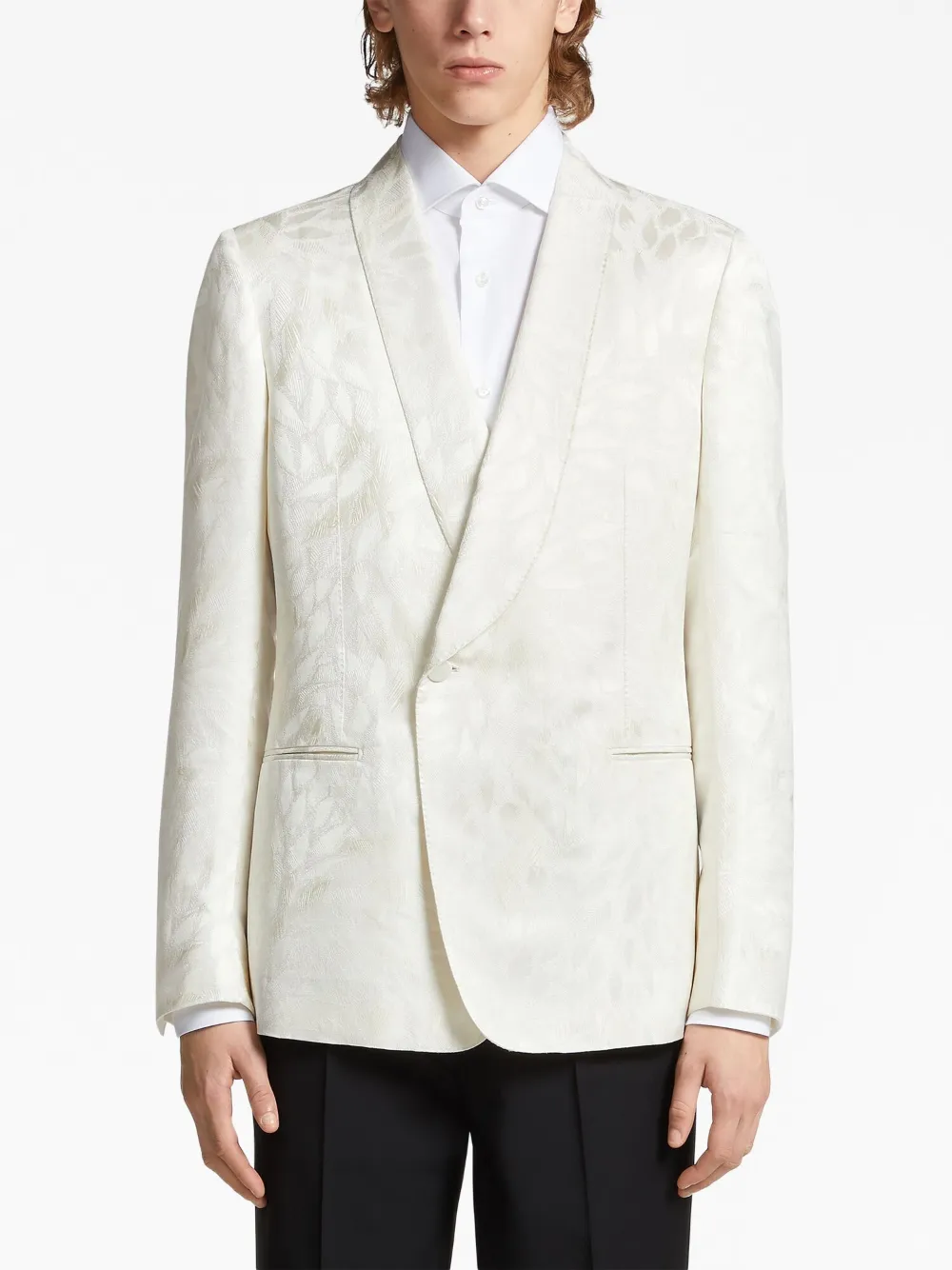  Zegna Jacquard Silk-wool Evening Jacket - White 