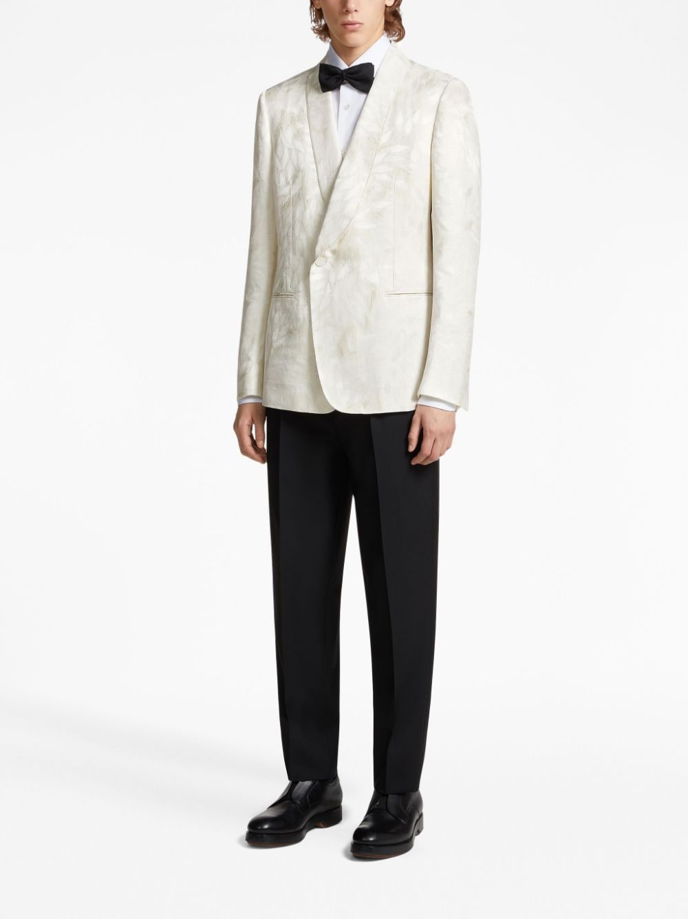 Shop Zegna Jacquard Silk-wool Evening Jacket In White