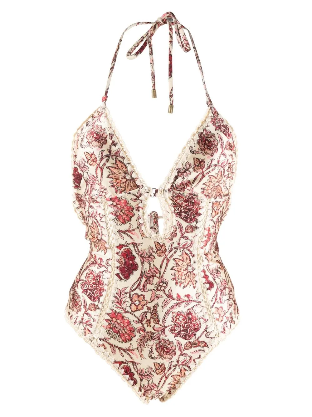 

ZIMMERMANN paisley-print halterneck swimsuit - Neutrals