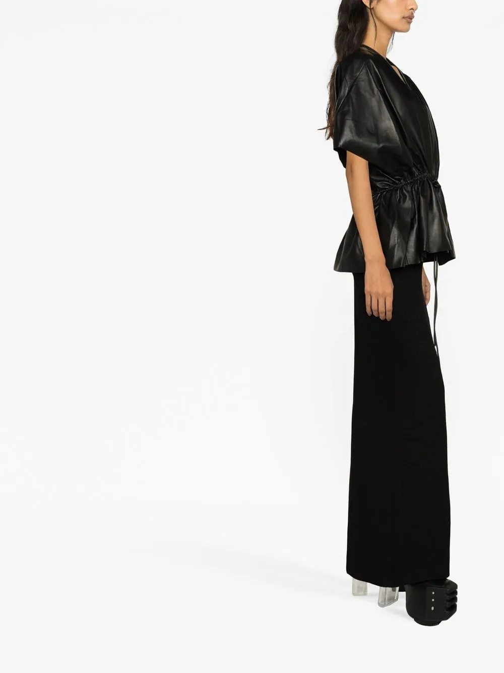 Rick Owens Sail Short-sleeve Leather Jacket In Black | ModeSens