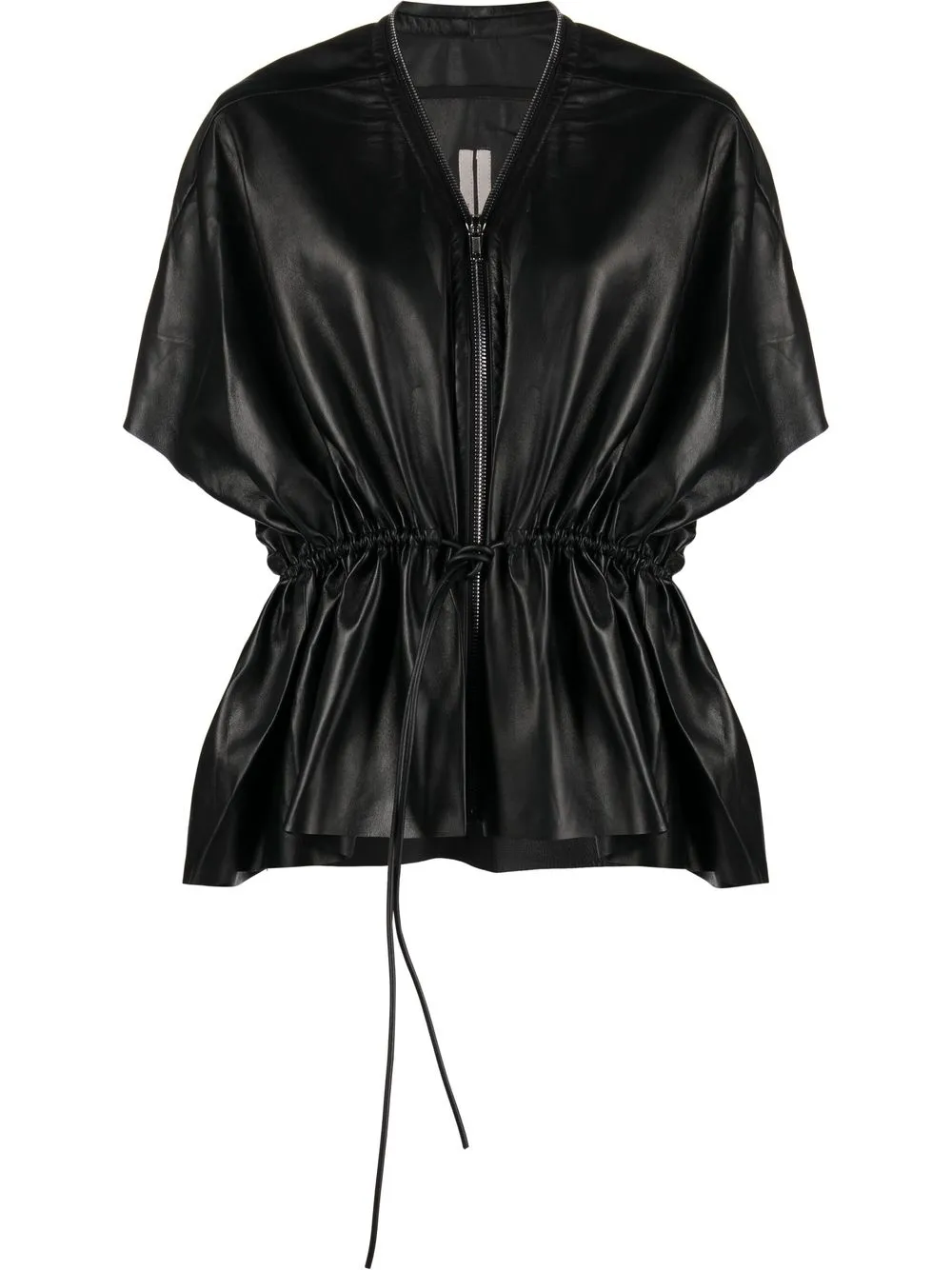 Rick Owens Sail Short-sleeve Leather Jacket In Black