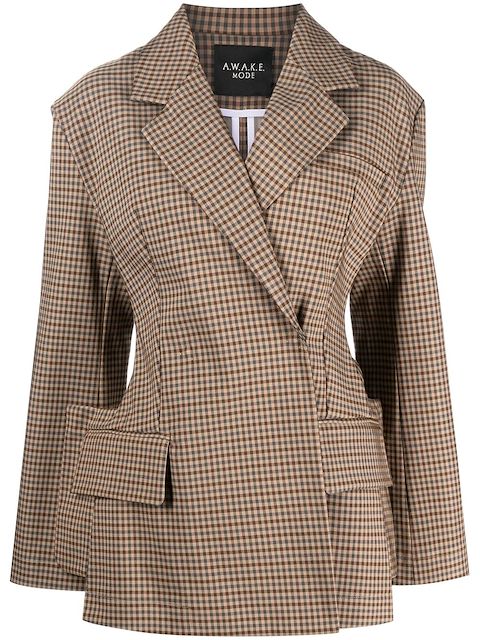 A.W.A.K.E. Mode checked fitted blazer