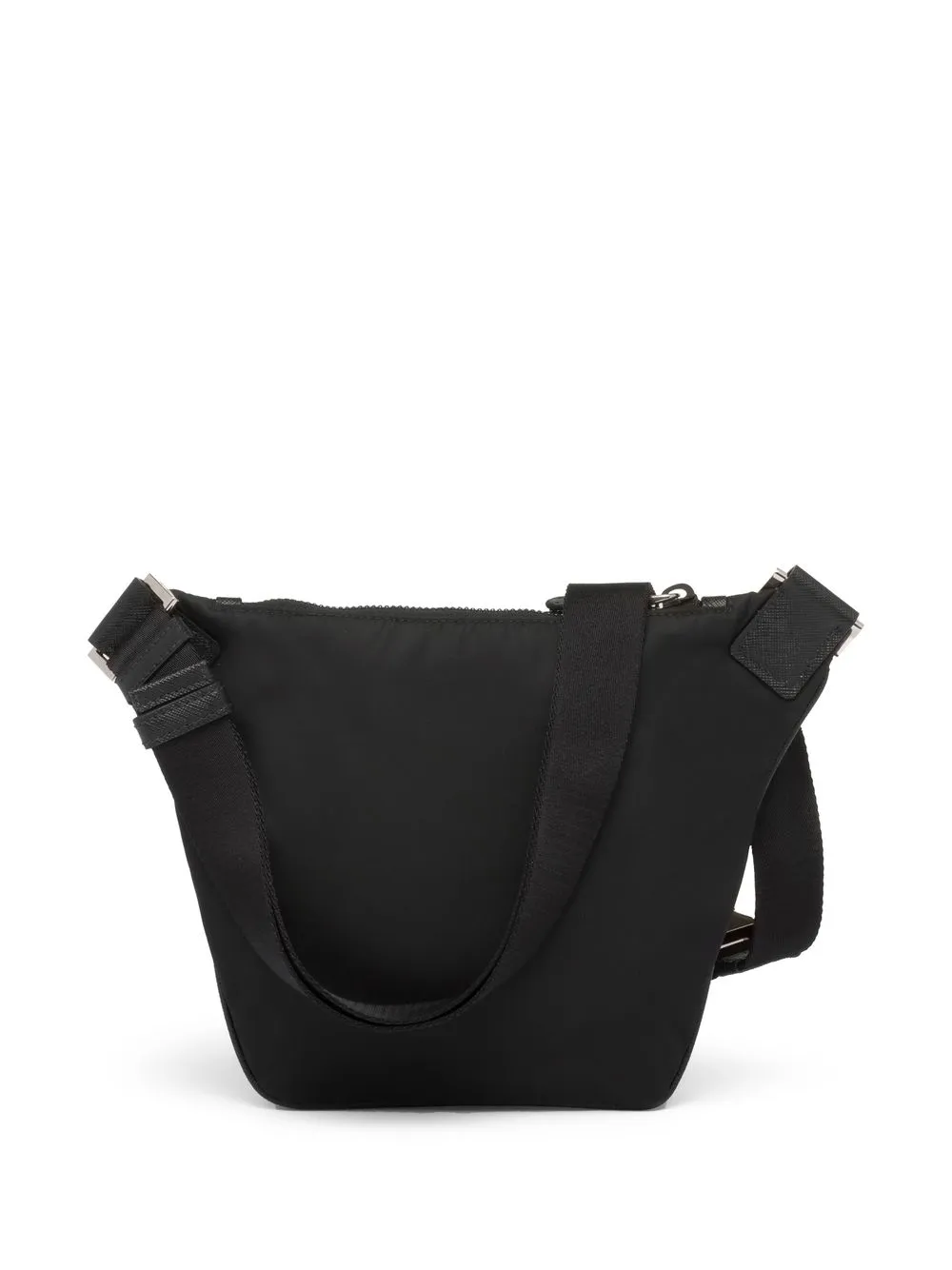 Shop Prada Recycled Nylon Saffiano Leather Shoulder Bag In Black