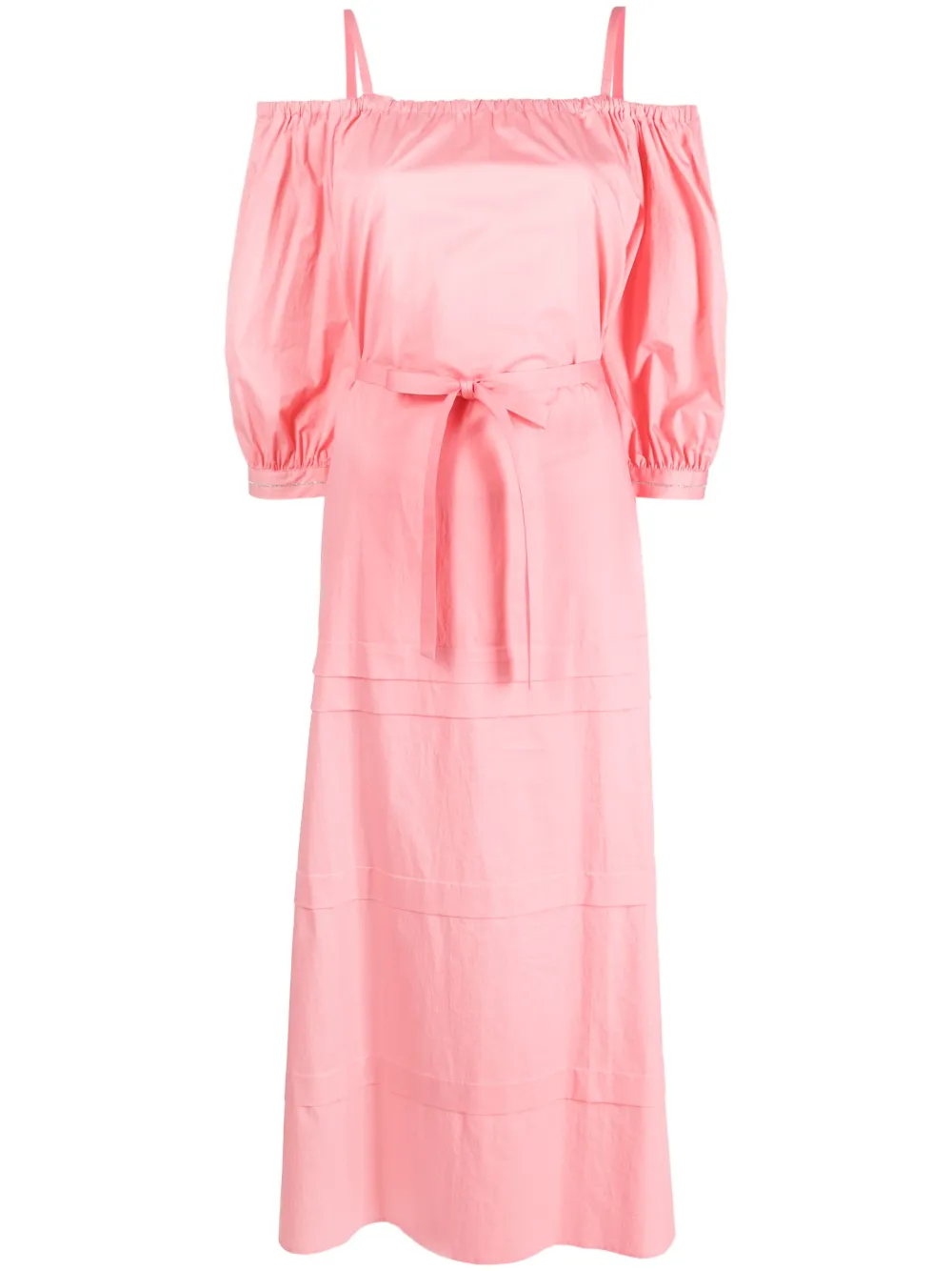Peserico Pleat-detail Belted Maxi Dress In Pink