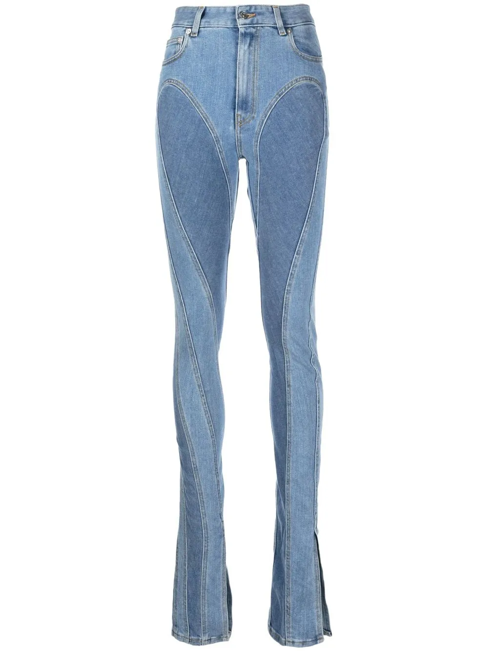 

Mugler two-tone skinny jeans - Blue