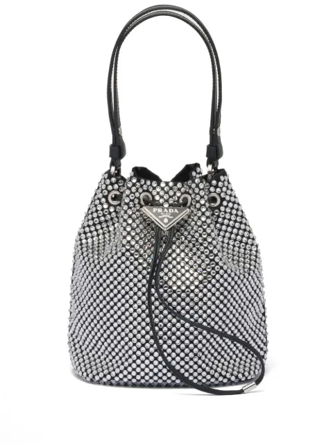 Prada crystal-embellished drawstring bucket bag