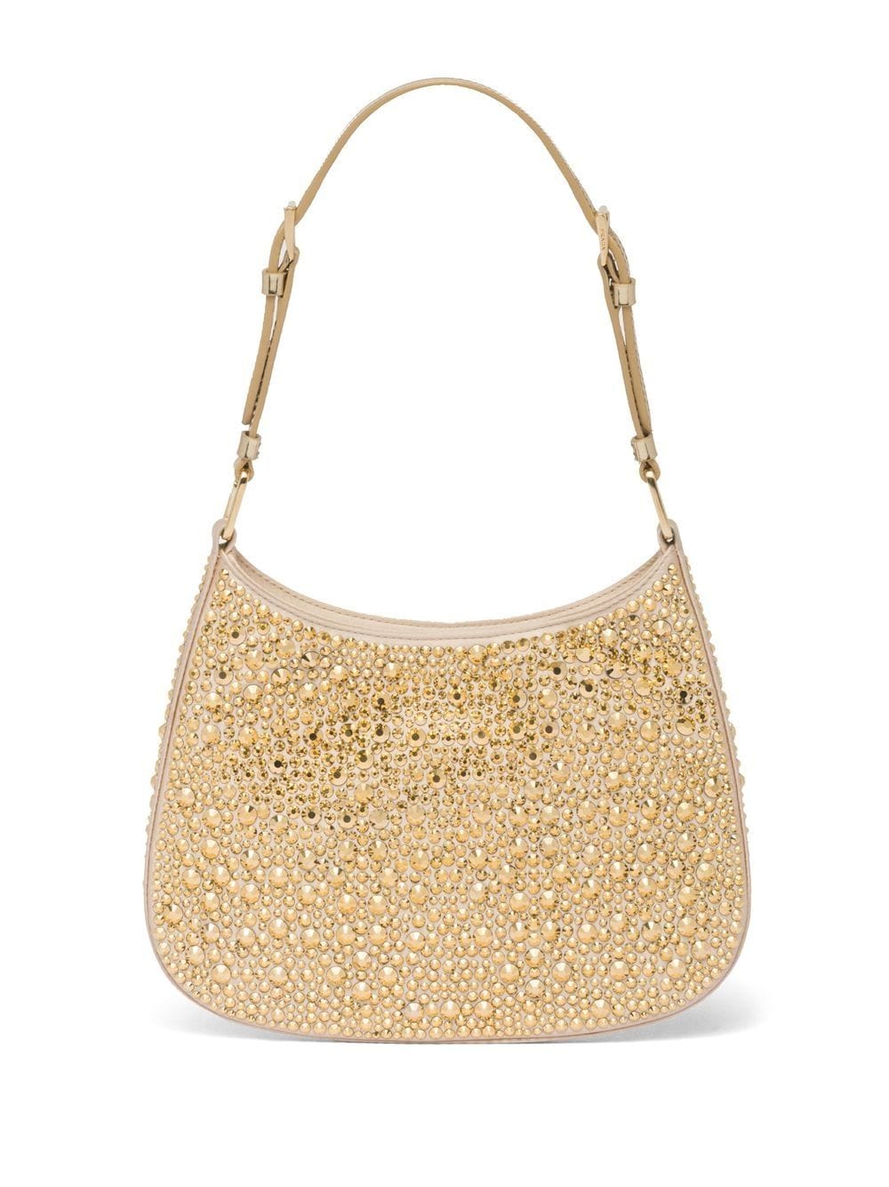 Shop Prada Cleo Crystal-embellished Shoulder Bag In Gold