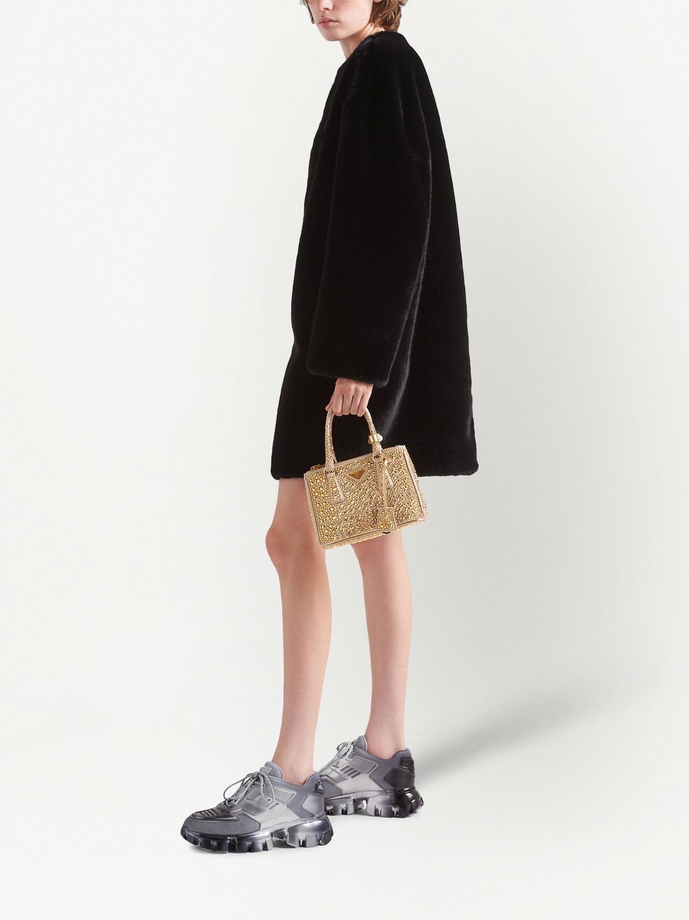 Prada mini Galleria crystal-embellished tote bag - Goud