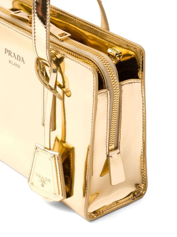 Prada Saffiano Lux Mini Promenade Bag in Metallic