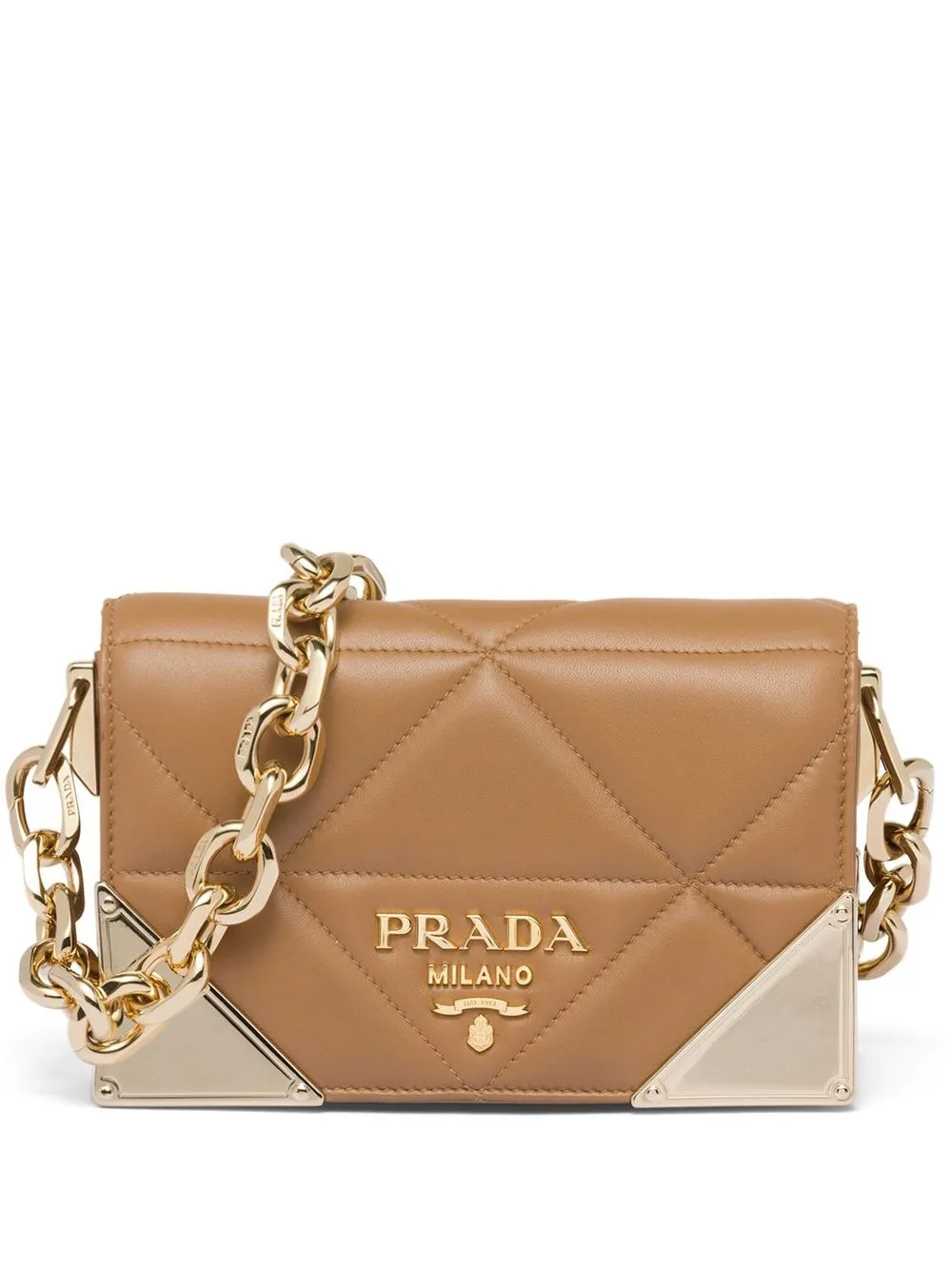 prada wallet on chain brown