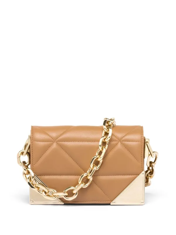 Prada Beige Lambskin Leather Chain Straps Shoulder Bag