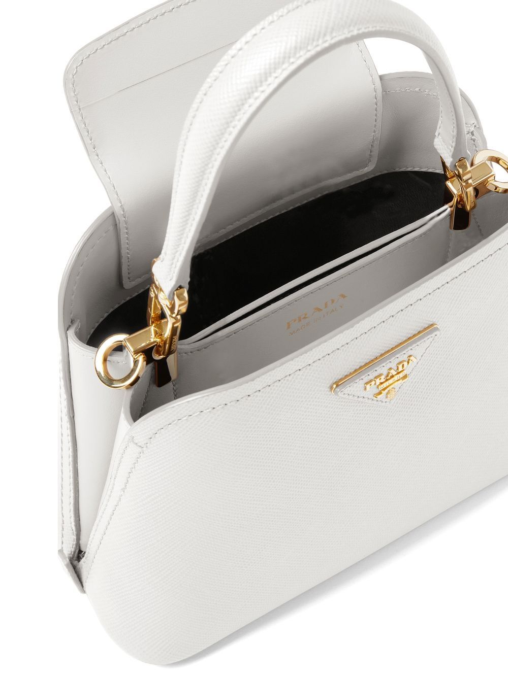 Shop Prada Small Matinée Saffiano Leather Tote Bag In White
