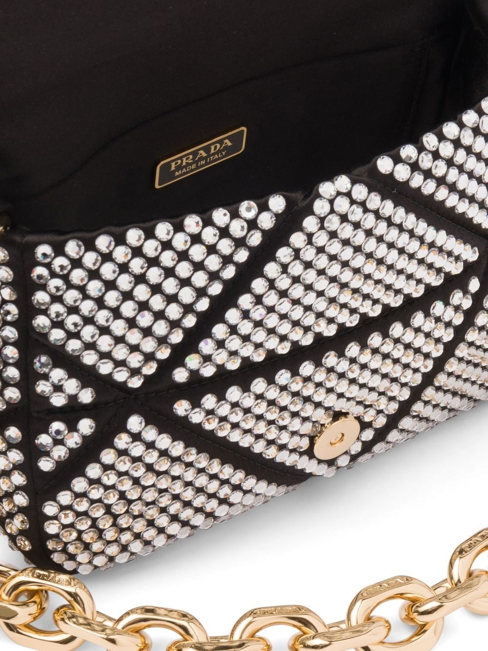 Prada mini crystal-embellished triangle logo shoulder bag