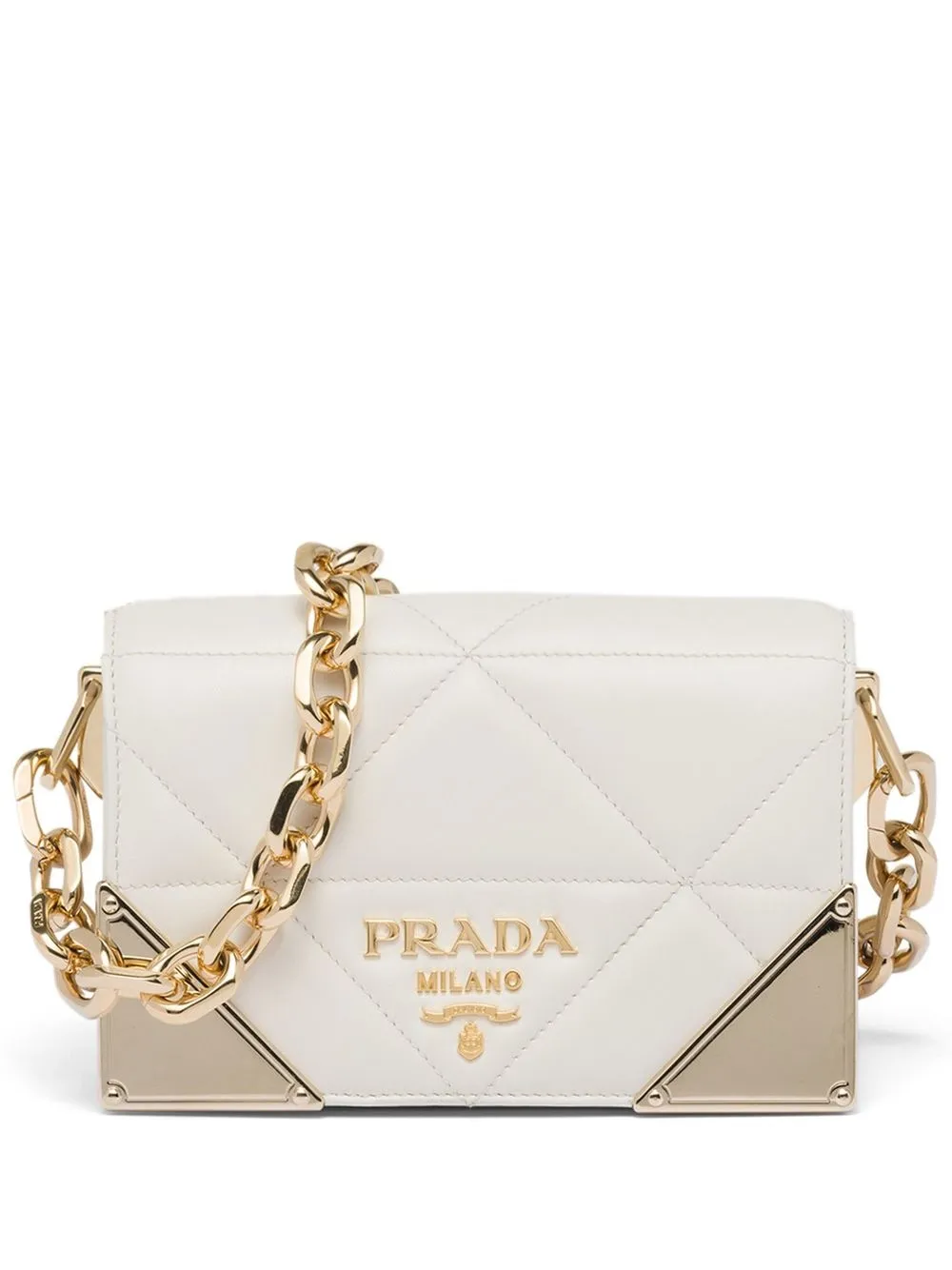 Prada - Women's Quilted Nappa Shoulder Bag - White - Leather