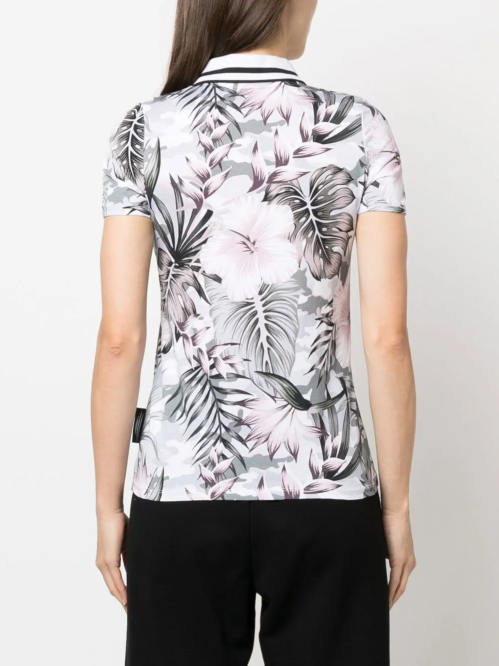 Plein Sport Floral-print Polo Shirt In Black